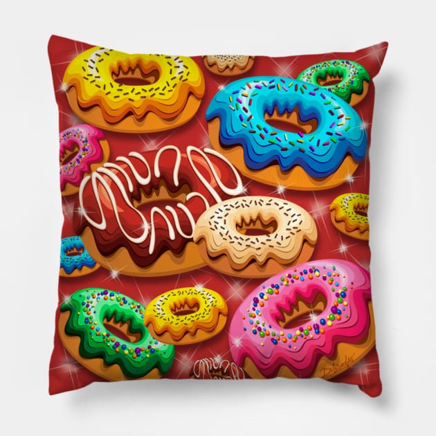 Donuts Party Time Pillow by BluedarkArt