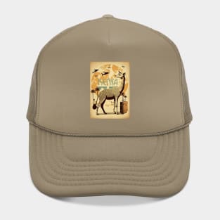 Kenya Giraffe Vintage Travel Art Poster Hat