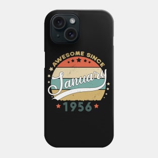 Awesome Since january 1956 Birthday Retro Sunset Vintage Funny Gift For Birthday Phone Case