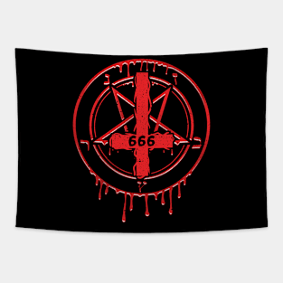 Inverted Pentagram I Satanic 666  print Tapestry