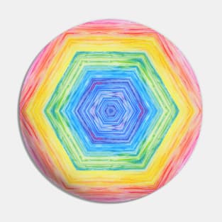 Happy Psychedelic Rainbow Hexagon Pin