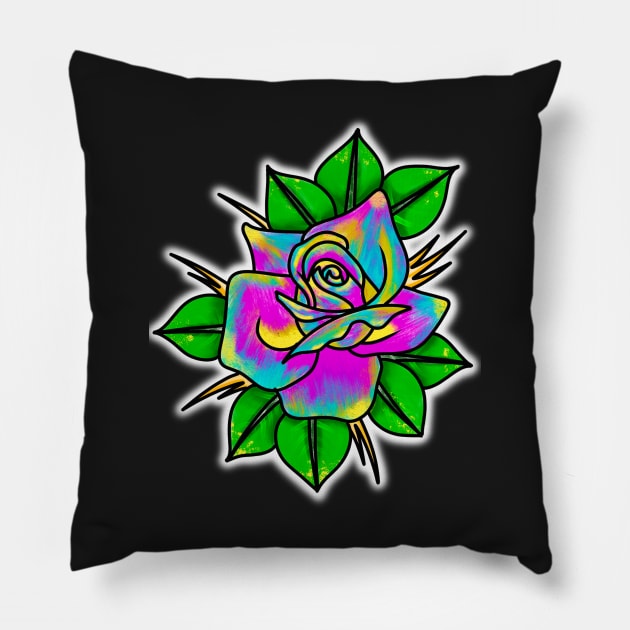 Oil Painted Rose Pillow by Bite Back Sticker Co.