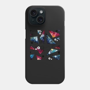 Watercolor Colorful Nebula, Triangles, Lines and Black Dots Phone Case