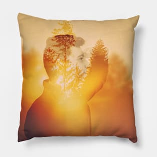 fir forest sunrise Pillow