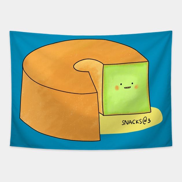 Macha chiffon cake Tapestry by Snacks At 3