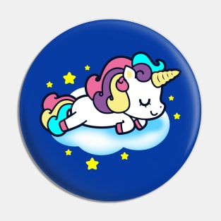 Cute Kawaii Unicorn Sleeping on Clouds Unicorn Gift for Kids Pin