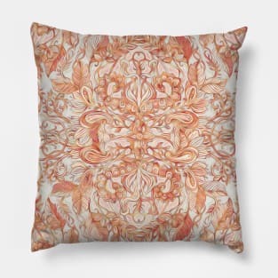 Autumn Peach Art Nouveau Pattern Pillow