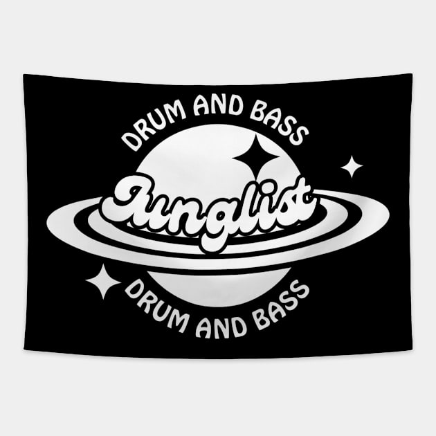 JUNGLIST  - Y2K Ringed Planet (White) Tapestry by DISCOTHREADZ 