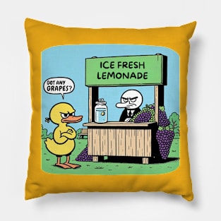 The Duck's Quirky Quest - Got any Grapes? Pillow