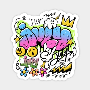 July Graffiti Doodle Magnet