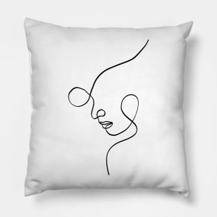 Minimal one line art woman face Pillow