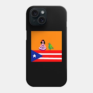 Sporty Puerto Rico Design on Black Background Phone Case