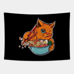 cat and ramen Tapestry