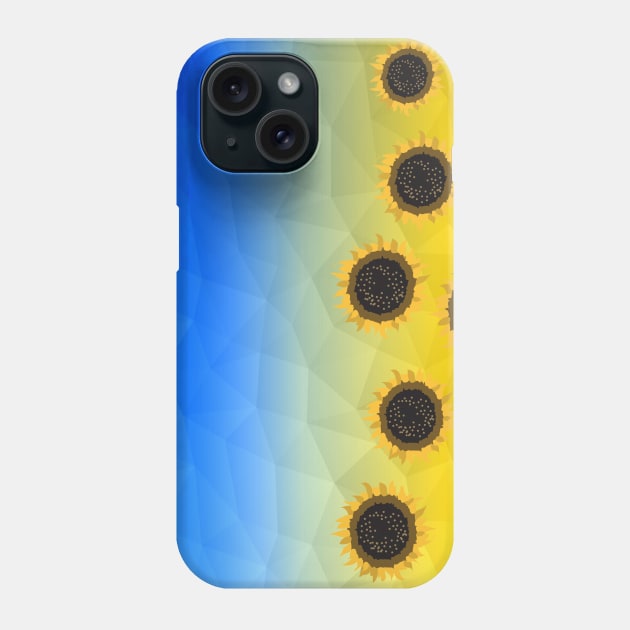 Ukraine yellow blue geometric mesh pattern Sunflowers Phone Case by PLdesign