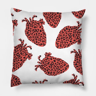 Real heart shape with caw print in red blood Pillow