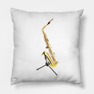 Saxophone On Stand White Background Pillow