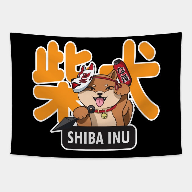 Ninja Shiba Tapestry by AidenCreations