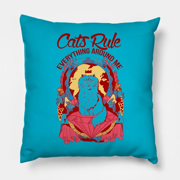 Pastel Tones Cats Rule Everything Around Me Pillow by kenallouis