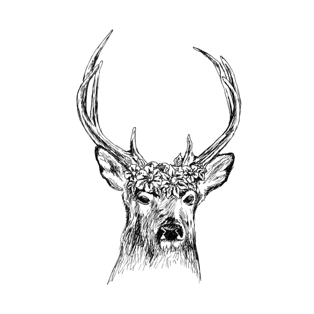 Deer Head Print by rachelsfinelines