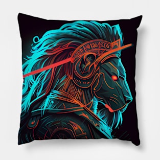 Lion Warrior saphire Pillow