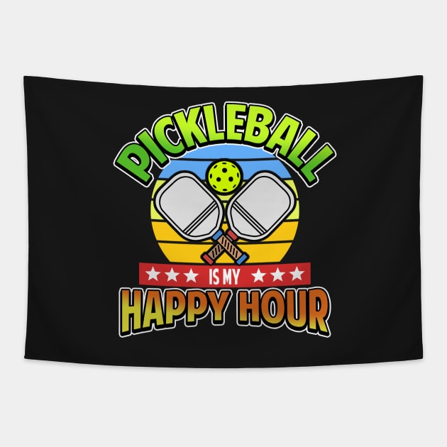 Pickleball Gifts Pickleball is my Happy hour Tapestry by Mesyo