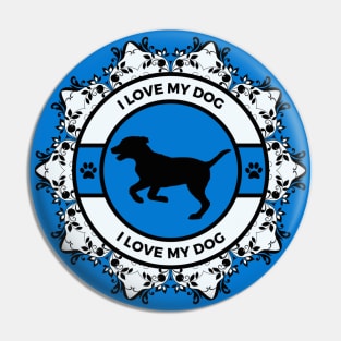 Royal Blue I Love My Dog Pin