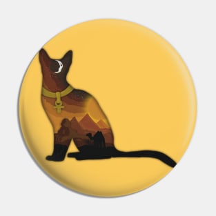 Minimalistic Paper Craft Digital Art - Egyptian Cat Pin