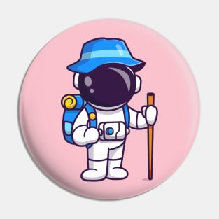 Cute Astronaut Hiking Travelling Cartoon Pin