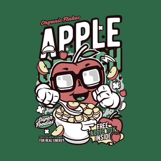 Retro Cartoon Cereal Box // Apple Crunch // Funny Vintage Breakfast Cereal by SLAG_Creative