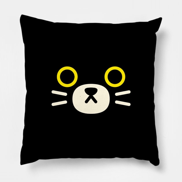 Black Cat Kawaii Pillow by kudasai