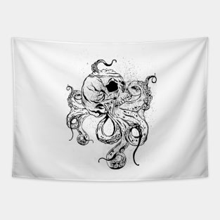 Black skull octopus Tapestry