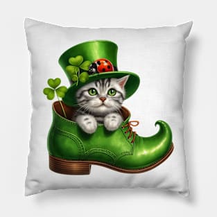 American Shorthair Cat Shoes For Patricks Day Pillow