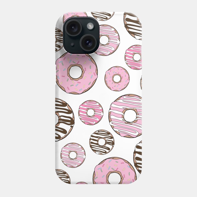 Pattern Of Donuts, Pink Donuts, White Donuts Phone Case by Jelena Dunčević