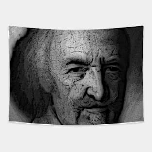 Thomas Hobbes Black and white Portrait | Thomas Hobbes Artwork 2 Tapestry