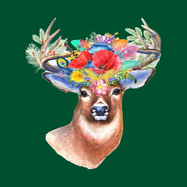 Deer Stage Wildflower T-Shirt by Theciamikdesign