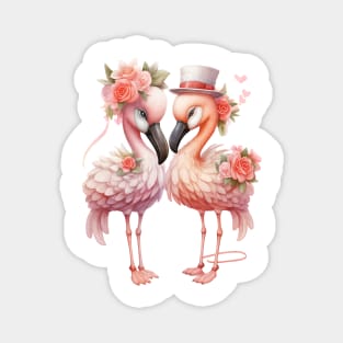 Flamingo Couple Gets Married Magnet