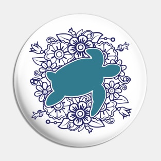 The Floral Turtle Mandala Pin