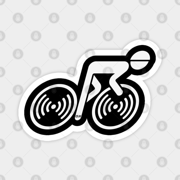 Racing Cyclist (Racer, Road Bike, Bicycle / L–>R / White) Magnet by MrFaulbaum