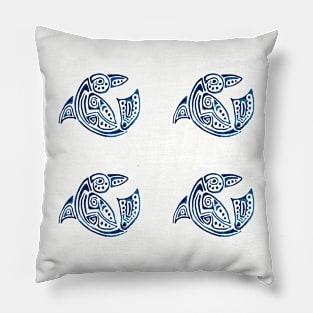 Four blue dolphins, tattoo Pillow