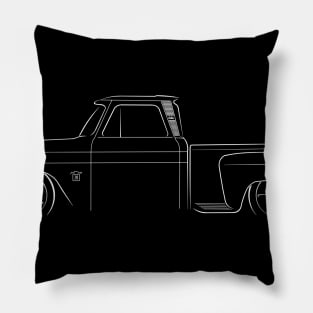 Front/profile - 1965 Chevy C-10 Stepside -stencil, white Pillow