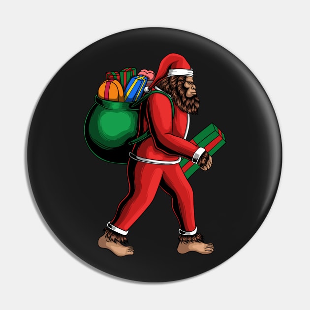 Santa Sasquatch is Coming to Town, Christmas Bigfoot Funny Design Pin by ThatVibe