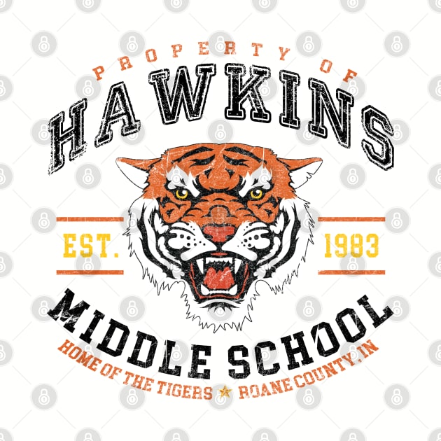 Hawkins Middle School 1983 Color Lts by Alema Art