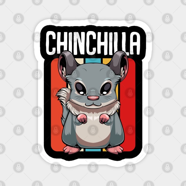 Chinchilla - Cute Retro Style Kawaii Rodent Magnet by Lumio Gifts