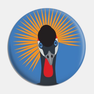 Grey Crowned Crane African Bird Portrait Pin
