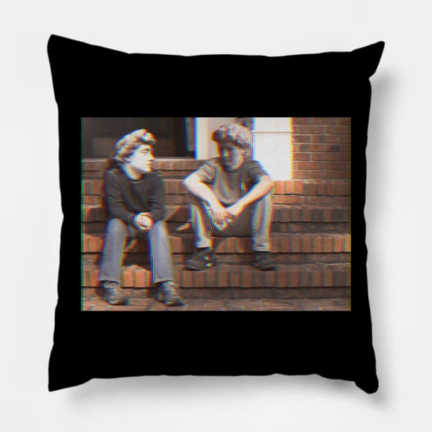 Greek god kids on glitch Pillow by Maroua