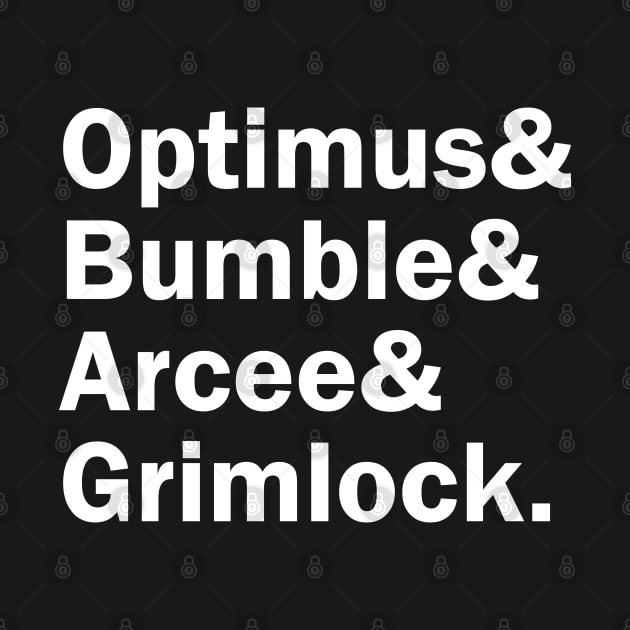 Funny Names x Transformers Autobots (Optimus, Bumble, Arcee, Gridlock) by muckychris