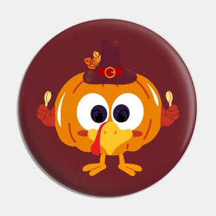 Great Funny turkey pumpkin Let's Get Basted Thanksgiving Pin