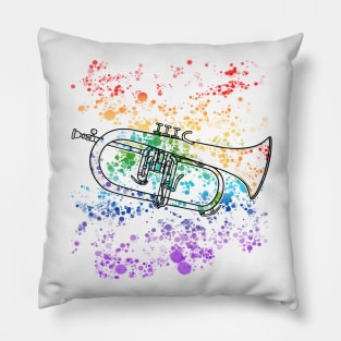 Flugelhorn Rainbow Colours Hornist Brass Musician Pillow