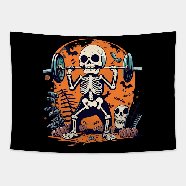 Squat Like It's Scary Catrina Skeleton Gym Tapestry by Quote'x