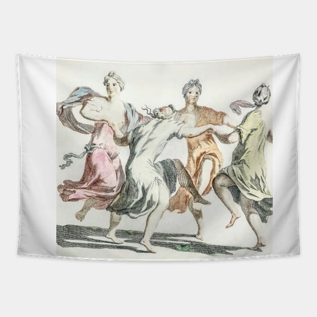 Four Dancing Women by Johan Teyler (1648-1709). Tapestry by Rosettemusicandguitar